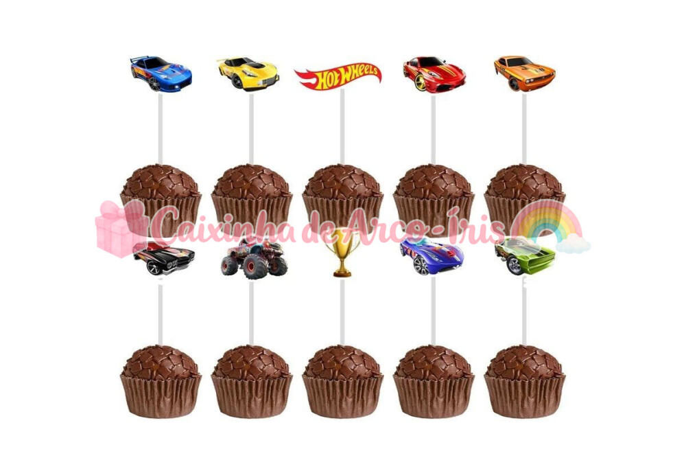 100 Forminhas / Toppers: Hot Wheels