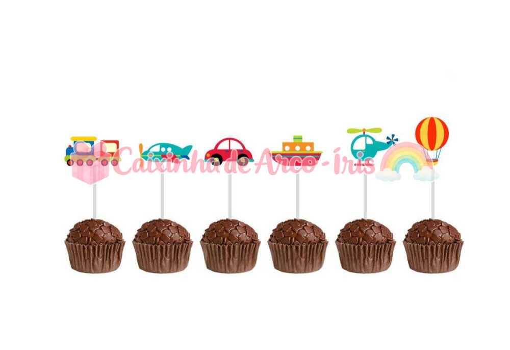 100 Forminhas / Toppers: Meios de Transporte