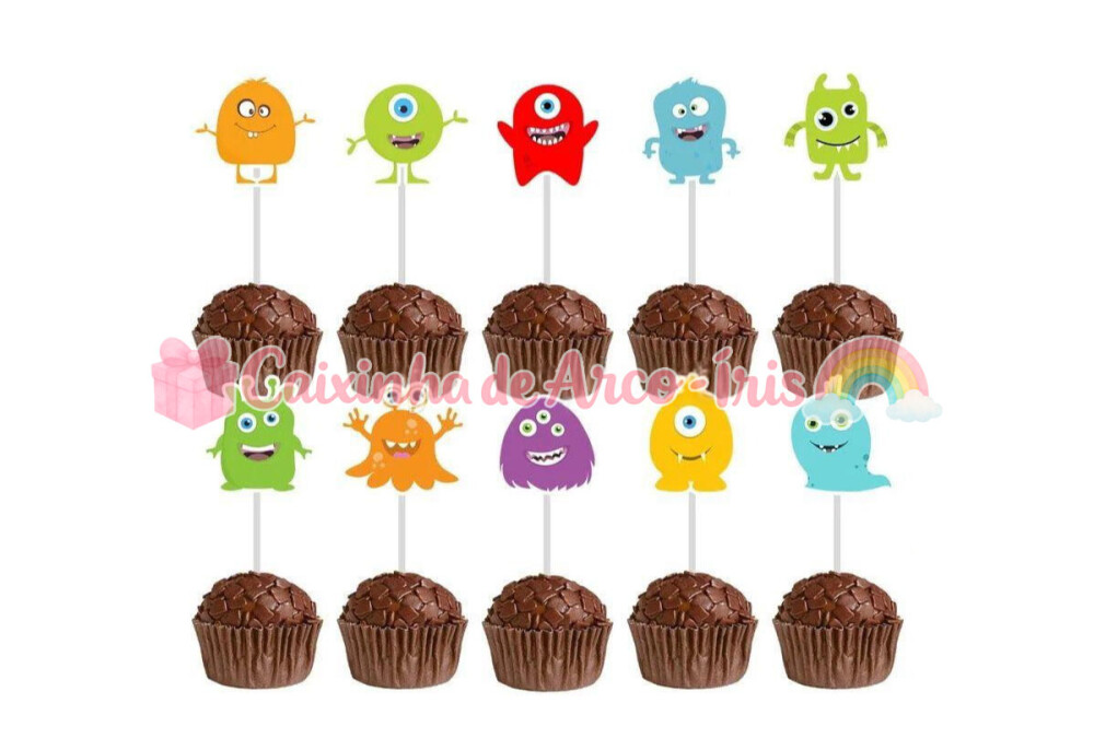 100 Forminhas / Toppers: Monstrinhos