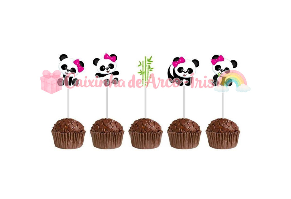 100 Forminhas / Toppers: Panda Menina