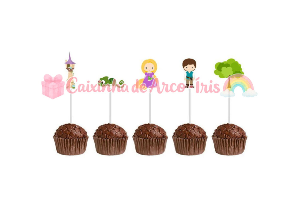 100 Forminhas / Toppers: Rapunzel Cute