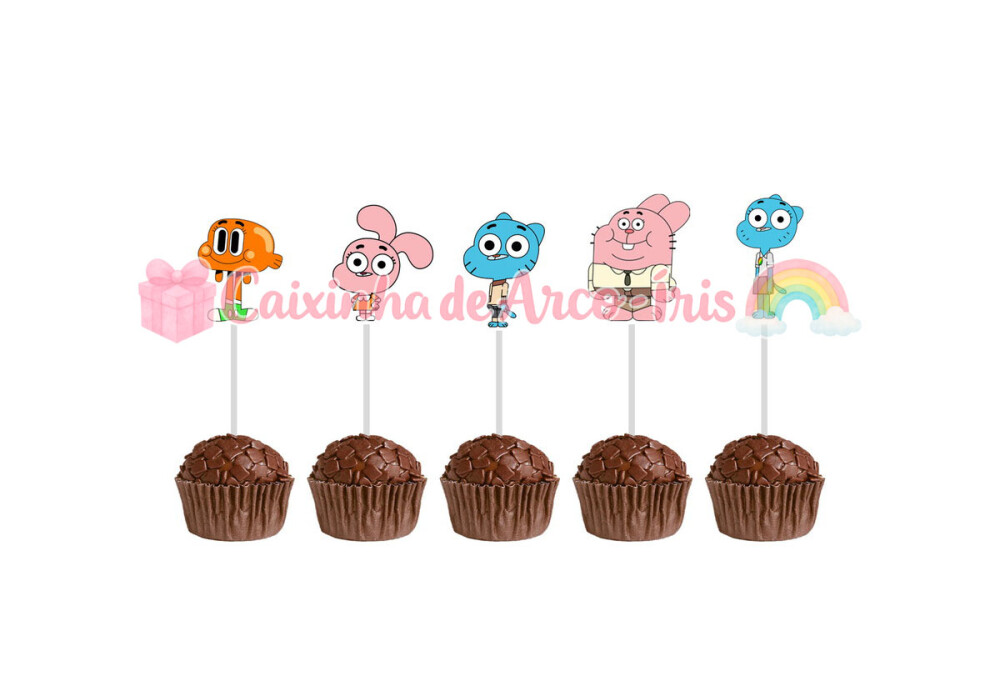 100 Forminhas / Toppers: O Incrível Mundo de Gumball