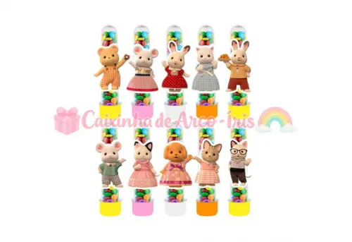 Tubetes com Apliques 3d: Sylvanian Families