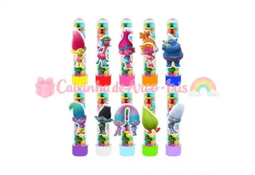 Tubetes com Apliques 3d: Trolls