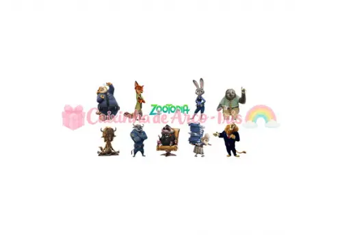 100 Mini Apliques 3,5cm: Zootopia