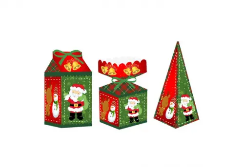 Caixa Milk / Meia Bala / Pirâmide - Natal Papai Noel