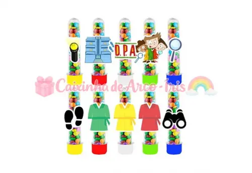 Tubetes com Apliques 3d: Detetives do Prédio Azul