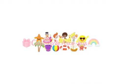 100 Mini Apliques 3,5cm: Mundo Bita Praia