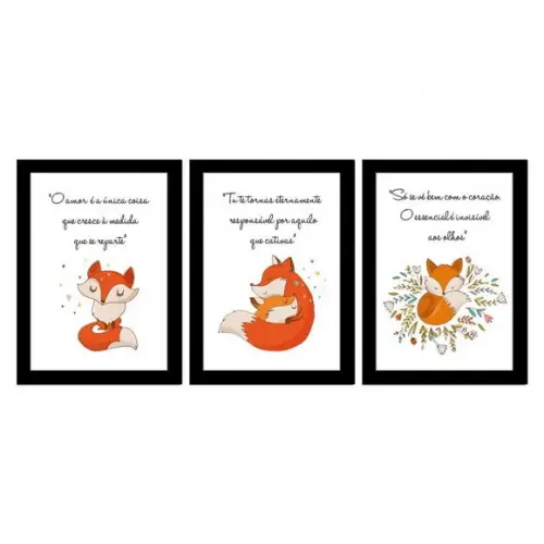 3 Quadros com Moldura - Pequeno Príncipe