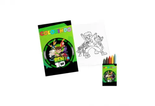 Livro de Colorir com Giz de Cera - Ben 10