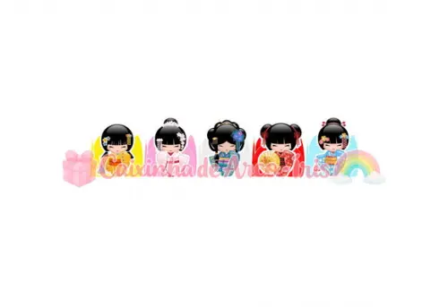 100 Forminhas / Toppers: Kokeshi