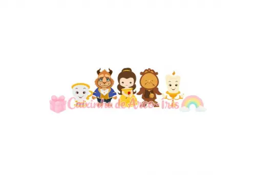 100 Mini Apliques 3,5cm: Bela e a Fera Cute