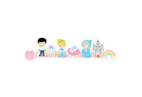 100 Mini Apliques 3,5cm: Cinderela Cute