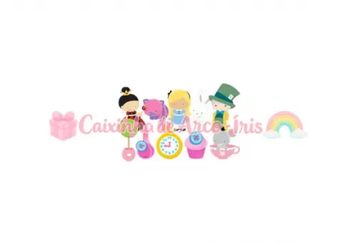 100 Mini Apliques 3,5cm: Alice no País das Maravilhas
