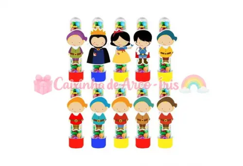 Tubetes com Apliques 3d: Branca de Neve Cute