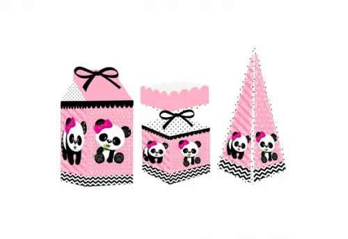 Caixa Milk / Meia Bala / Pirâmide - Panda Menina