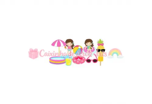 100 Mini Apliques 3,5cm: Pool Party Menina