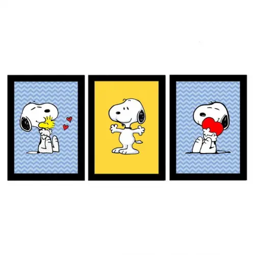 3 Quadros com Moldura - Snoopy