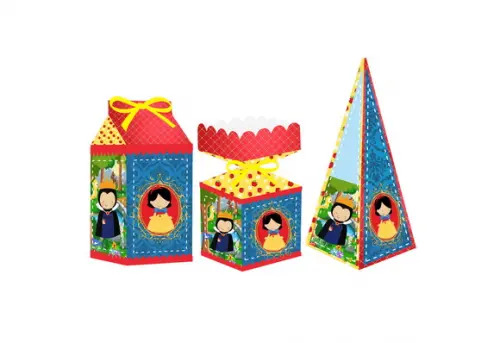 Caixa Milk / Meia Bala / Pirâmide - Branca de Neve Cute