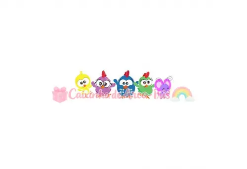 100 Mini Apliques 3,5cm: Galinha Pintadinha Mini