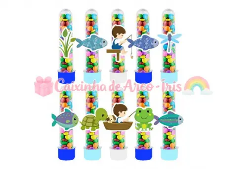 Tubetes com Apliques 3d: Pescaria