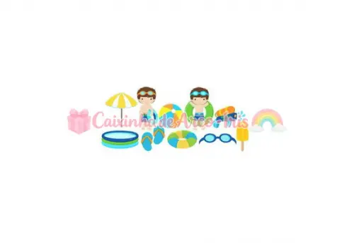 100 Mini Apliques 3,5cm: Pool Party Menino
