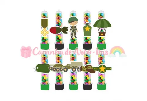 Tubetes com Apliques 3d: Exército