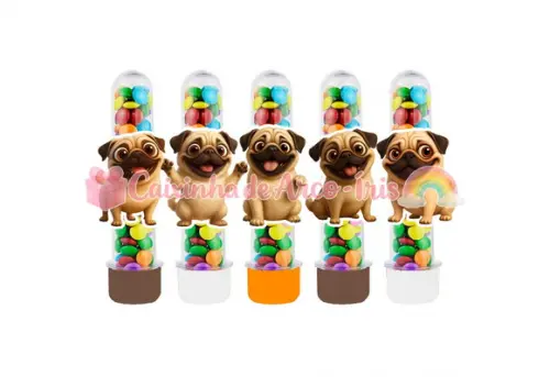Tubetes com Apliques 3d: Pug