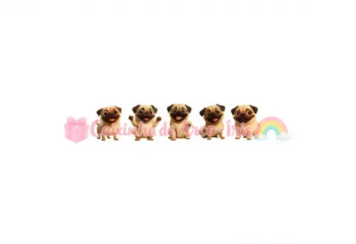 100 Mini Apliques 3,5cm: Pug