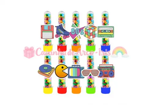 Tubetes com Apliques 3d: Anos 80