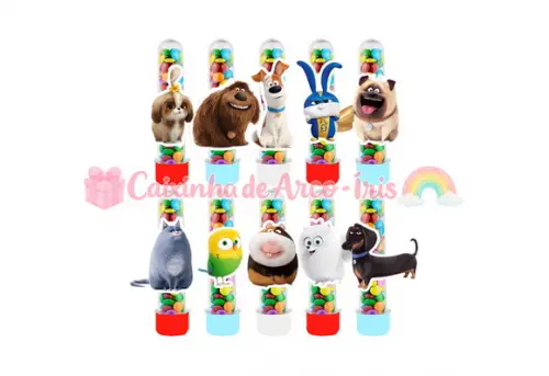 Tubetes com Apliques 3d: Pets a Vida Secreta dos Bichos