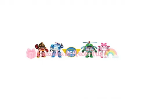 100 Mini Apliques 3,5cm: Robocar Poli