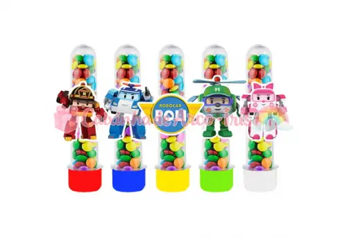 Tubetes com Apliques 3d: Robocar Poli