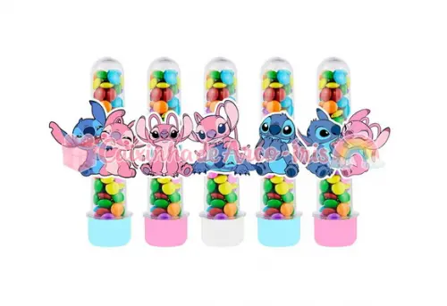 Tubetes com Apliques 3d: Stitch e Angel