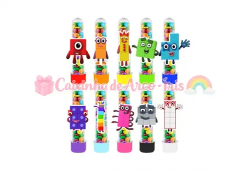 Tubetes com Apliques 3d: Numberblocks
