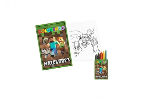 Livro de Colorir com Giz de Cera - Minecraft