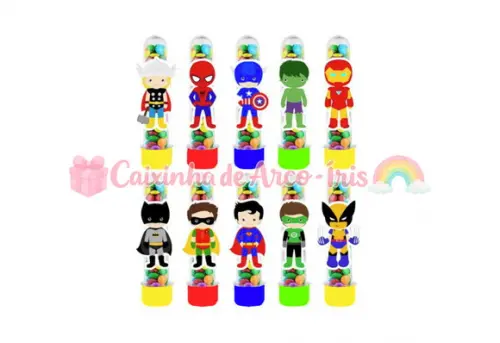 Tubetes com Apliques 3d: Super-heróis Cute
