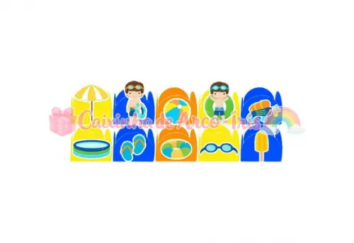 100 Forminhas / Toppers: Pool Party Menino