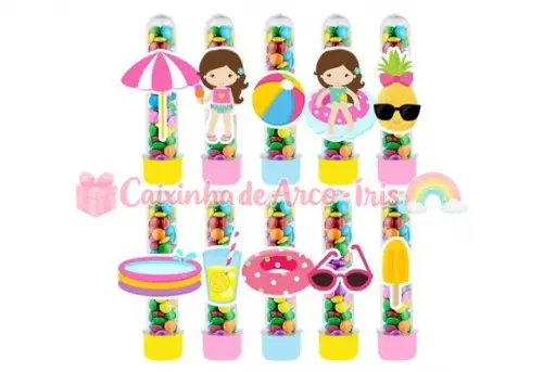 Tubetes com Apliques 3d: Pool Party Menina