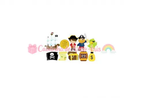 100 Mini Apliques 3,5cm: Pirata Menino