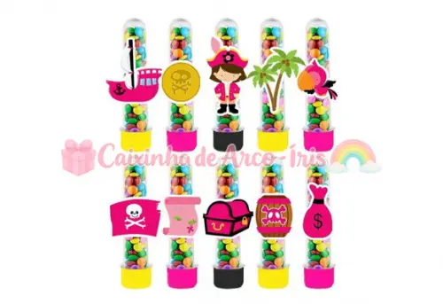 Tubetes com Apliques 3d: Pirata Menina