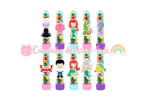 Tubetes com Apliques 3d: Pequena Sereia Cute