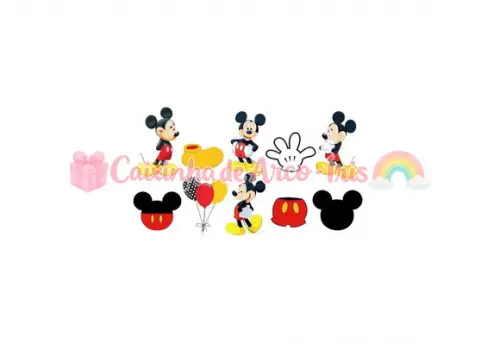 100 Mini Apliques 3,5cm: Mickey Mouse