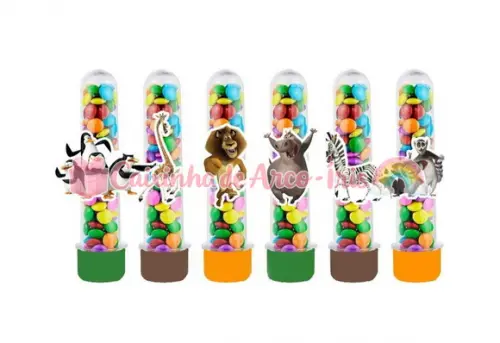 Tubetes com Apliques 3d: Madagascar