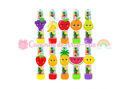 Tubetes com Apliques 3d: Frutinhas Quitandinha