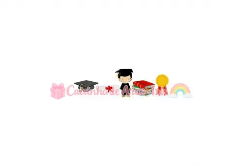 100 Mini Apliques 3,5cm: Formatura Menino