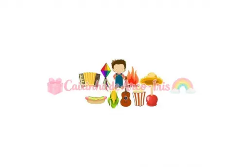 100 Mini Apliques 3,5cm: Festa Junina Menino