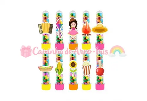 Tubetes com Apliques 3d: Festa Junina Menina