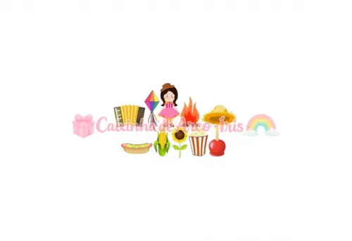 100 Mini Apliques 3,5cm: Festa Junina Menina