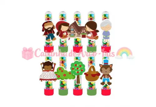 Tubetes com Apliques 3d: Chapeuzinho Vermelho